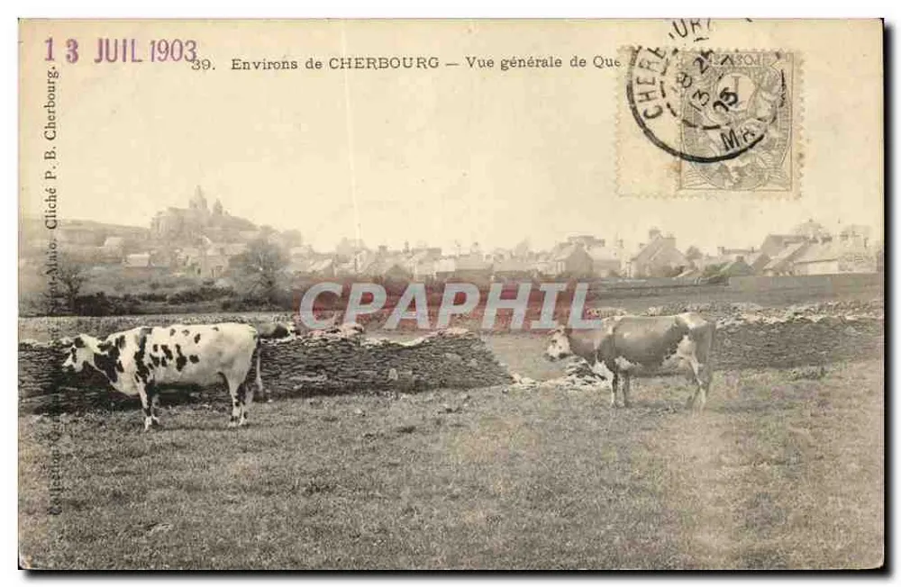 Cercanias de CHERBOURG — Vista geral de Que — Cliché P. B. Cherbourg - Frente