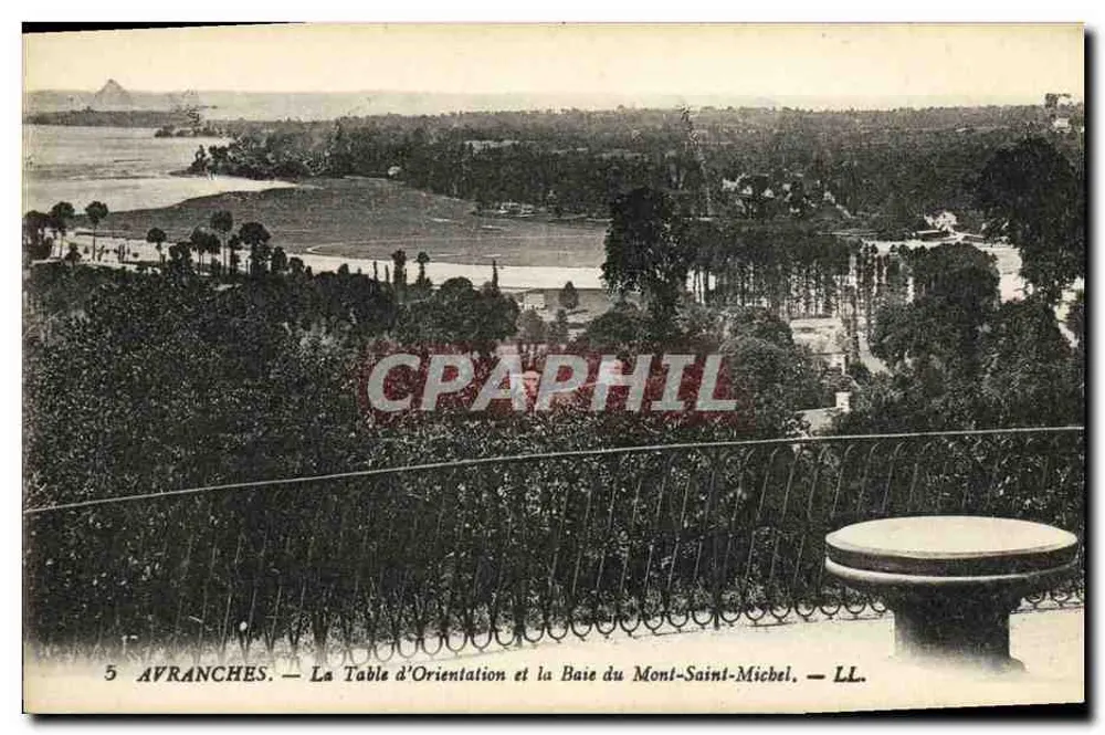 Avranches — Ansicht der Orientierungstafel und der Bucht von Mont-Saint-Michel — LL. - Vorderseite
