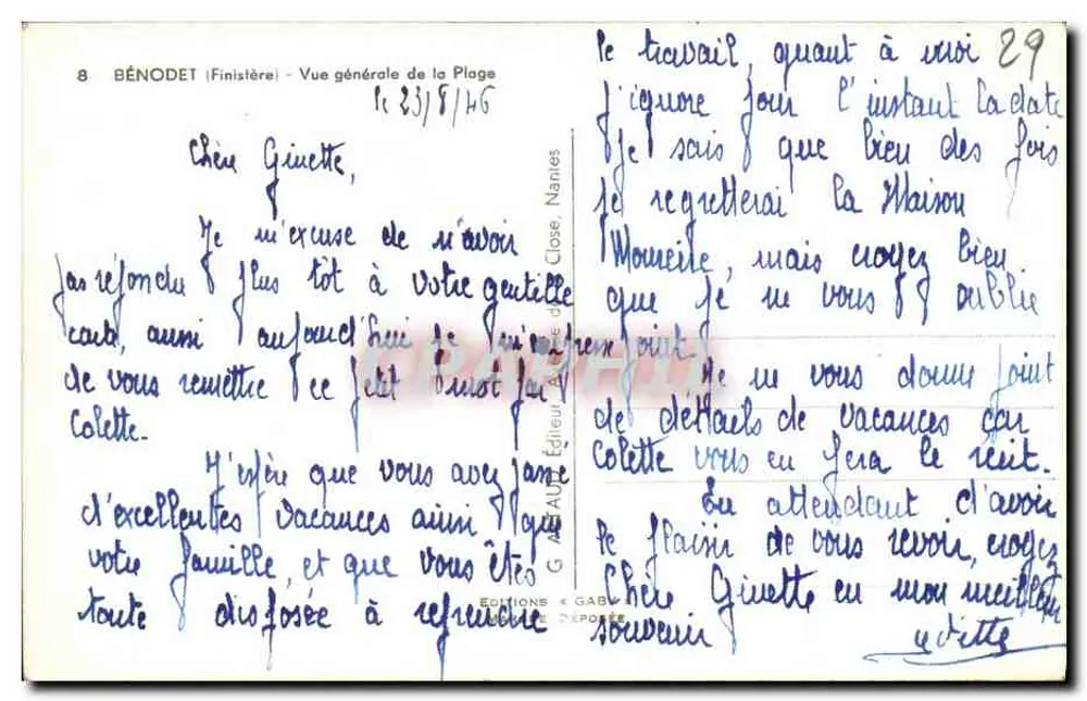 Bénodet (Finistère) — Allgemeiner Blick auf den Strand — Éditions Gaby - Rückseite