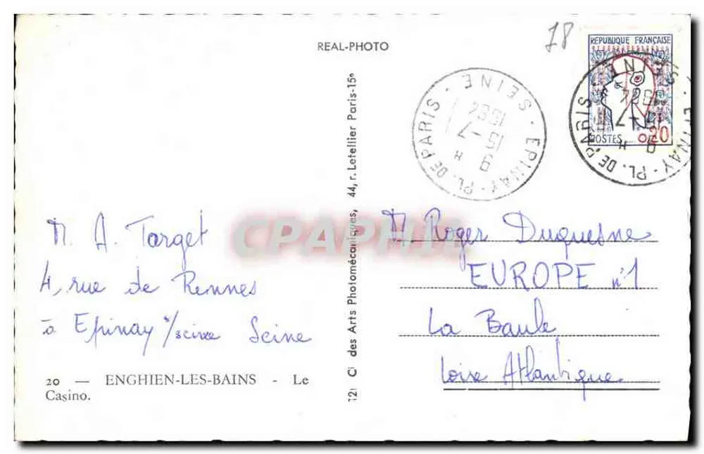 Cassino Municipal — Enghien-les-Bains — editor C.A.P. n°20 - Verso