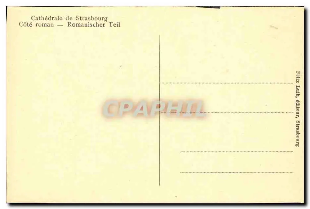Catedral de Estrasburgo — Lado romano — editor Felix Lubi, Estrasburgo - Verso