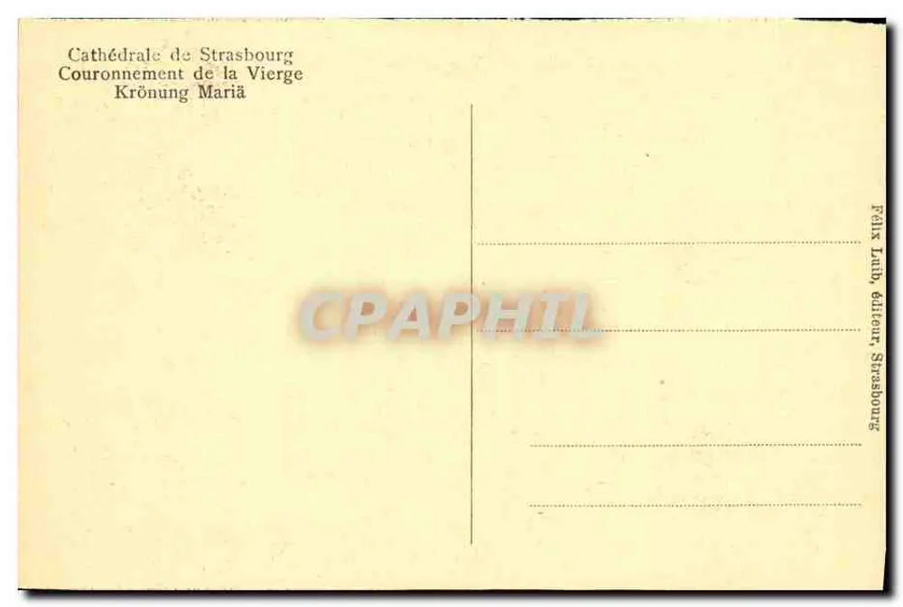 Kathedrale von Straßburg — Krönung der Jungfrau — Verlag Félix Laub, Straßburg - Rückseite