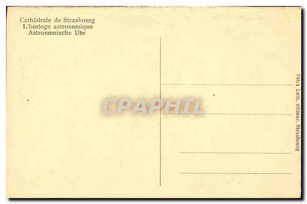 Dom von Straßburg — Die astronomische Uhr — Verlag Félix Luth, Straßburg - Rückseite