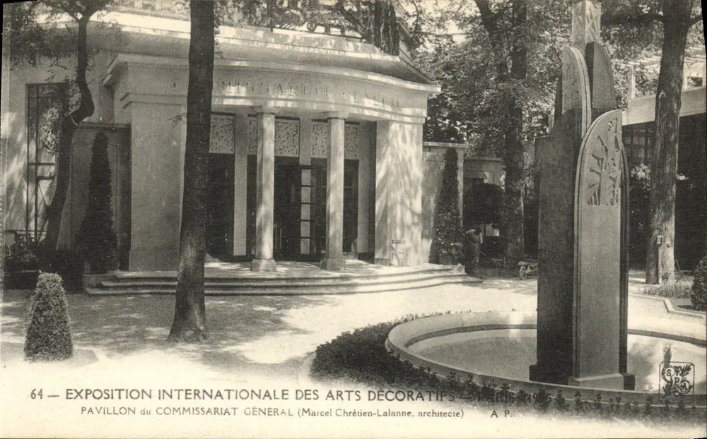 Pavillon des Generalkommissariats — Internationale Ausstellung für Dekorative Künste — Paris 1925 — Marcel Chrétien-Lalanne, Architekt - Vorderseite