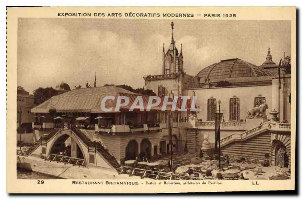 Britischer Restaurant — Ausstellung der Dekorativen Künste — Paris 1925 — Easton und Robertson, Architekten des Pavillons - Vorderseite