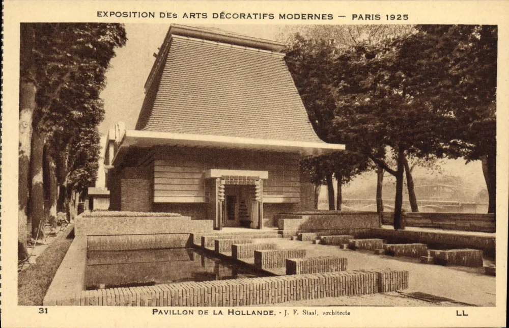 Holländisches Pavillon — Ausstellung der modernen Dekorativen Künste — Paris 1925 — J. F. Staal, Architekt - Vorderseite