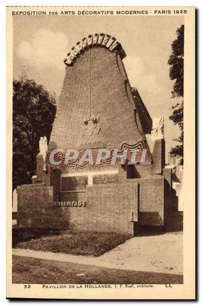 Pavillon der Niederlande — Ausstellung der modernen dekorativen Künste, Paris 1925 — J. P. Staal, Architekt - Vorderseite