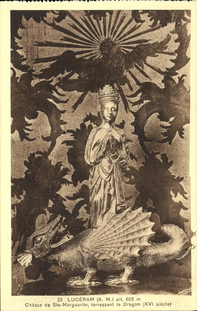 Schrein der Heiligen Margarete, die auf dem Drachen tritt — Lucéram (A.M.) Höh. 665 m — Verlag Gal Pinh, Tabacs, Lucéram - Vorderseite