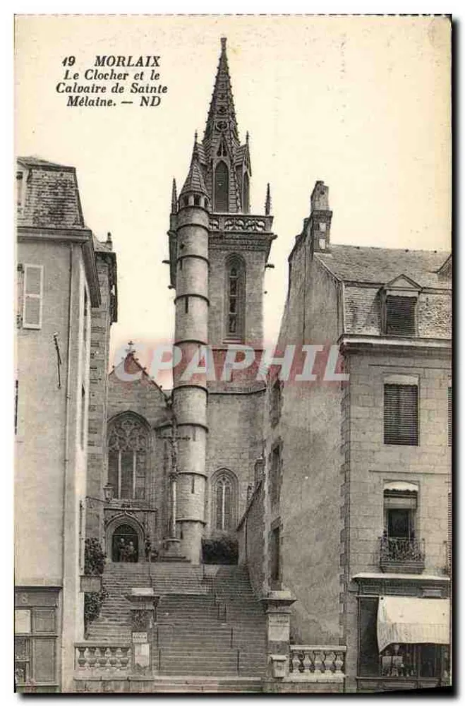 Morlaix — Der Glockenturm und das Kalvarienbergkreuz von Sainte Mélaine — ND - Vorderseite