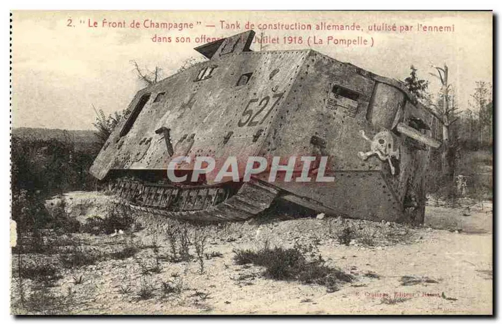 Deutscher Baubergpanzer — Von dem Feind bei seiner Offensive genutzt — Juli 1918 (La Pompelle) - Vorderseite
