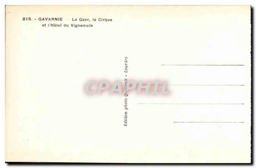Gavarnie — Der Gave, der Cirque und das Hotel du Vignemale — Photo Edition Quarrault - Lourdes - Rückseite