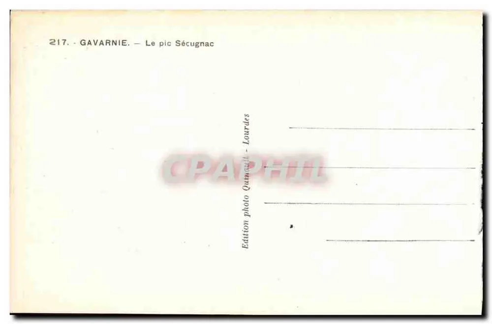 Gavarnie — O pico Sécugnac — Edição fotográfica Quinévault - Lourdes - Verso