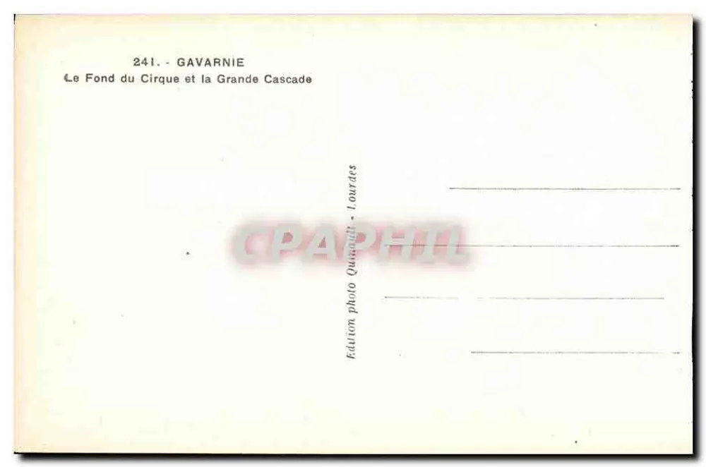 Gavarnie — Der Grund des Cirques und die Grande Cascade — Foto-Ausgabe Quinadi - Lourdes, n°241 - Rückseite
