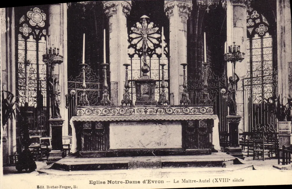 Chiesa di Notre-Dame d'Evron — L'Altare Maggiore (XVIII secolo) — Edit. Bocher-Froger, li. 11 - Recto