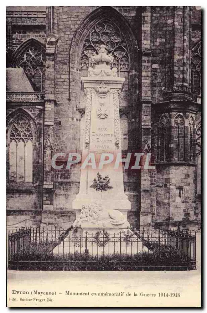 Evron (Mayenne) — Gedenkstein des Krieges 1914-1918 — Verleger Bocher-Froger, Lb. - Vorderseite