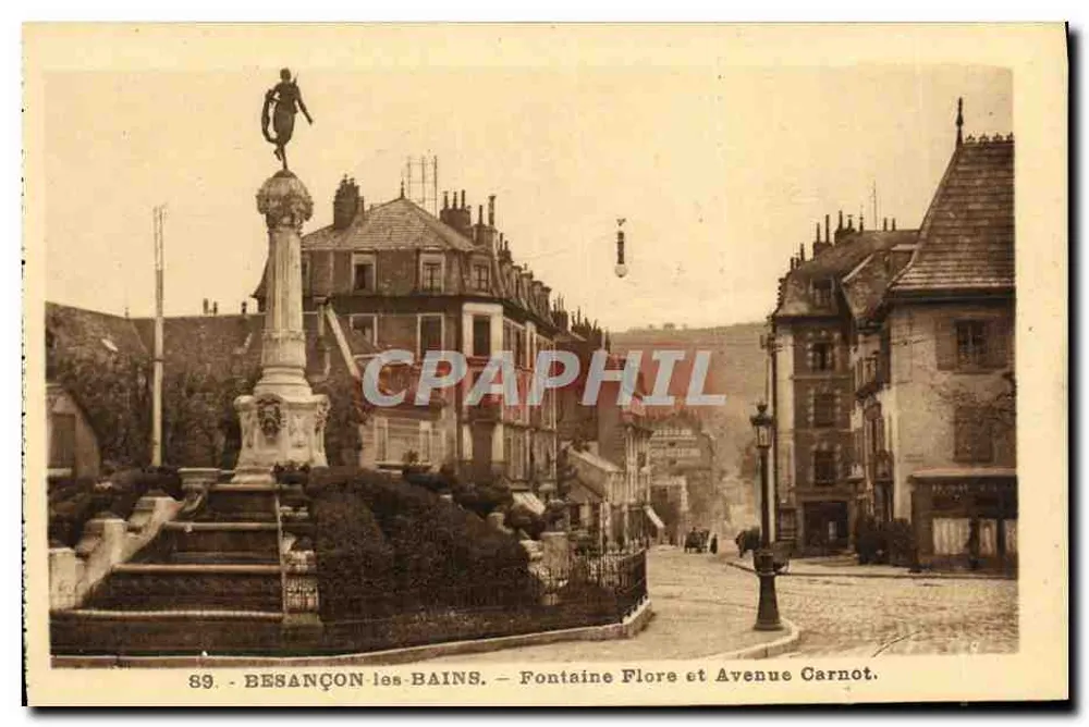 Besançon-les-Bains — Fontaine Flore und Avenue Carnot — Éditions C. L. Besançon - Vorderseite
