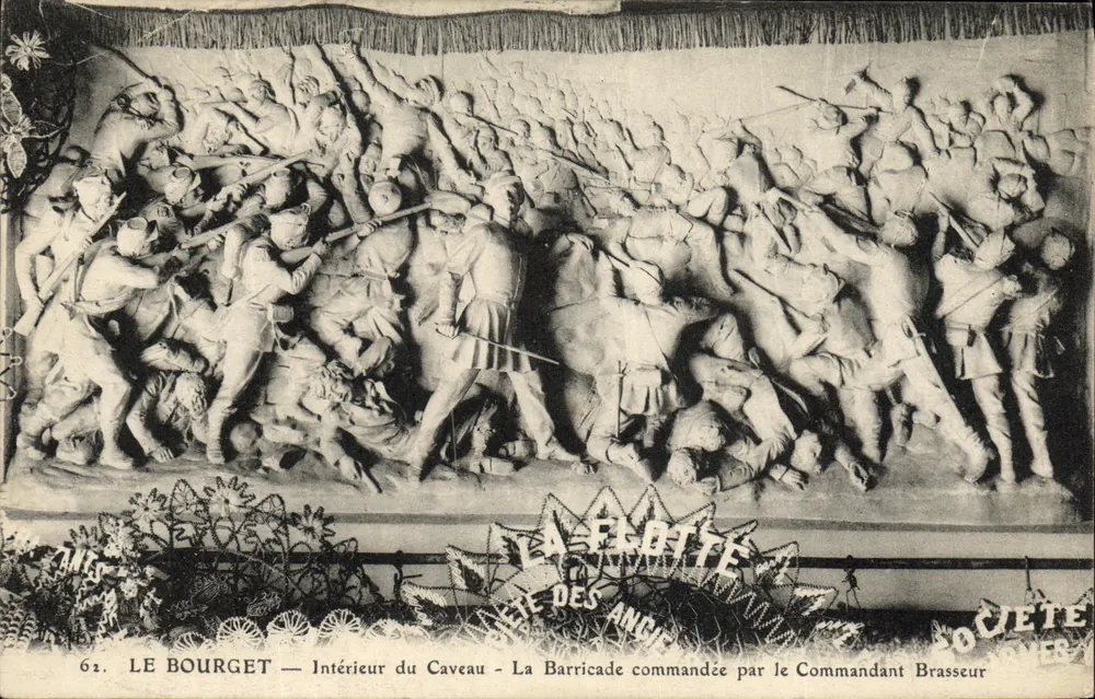 Le Bourget — Interior do Caveau — A Barricada comandada pelo Comandante Brasseur — Sociedade La Flotte - Frente