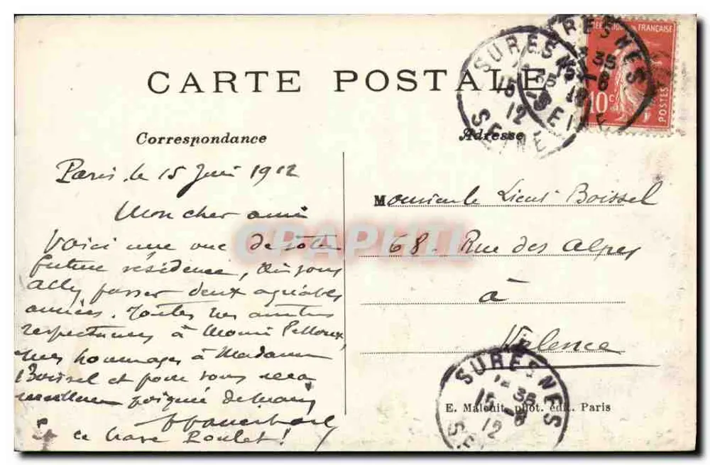 Paris — Panoramablick auf die Eiffelturm — E. Malédit, Fotografieverlag Paris, Nr. 5043 - Rückseite