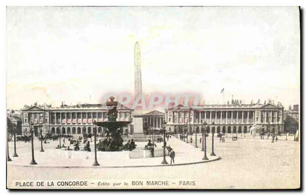 Praça da Concórdia — Obelisco e fonte — Editada pelo Bon Marché - Paris - Frente