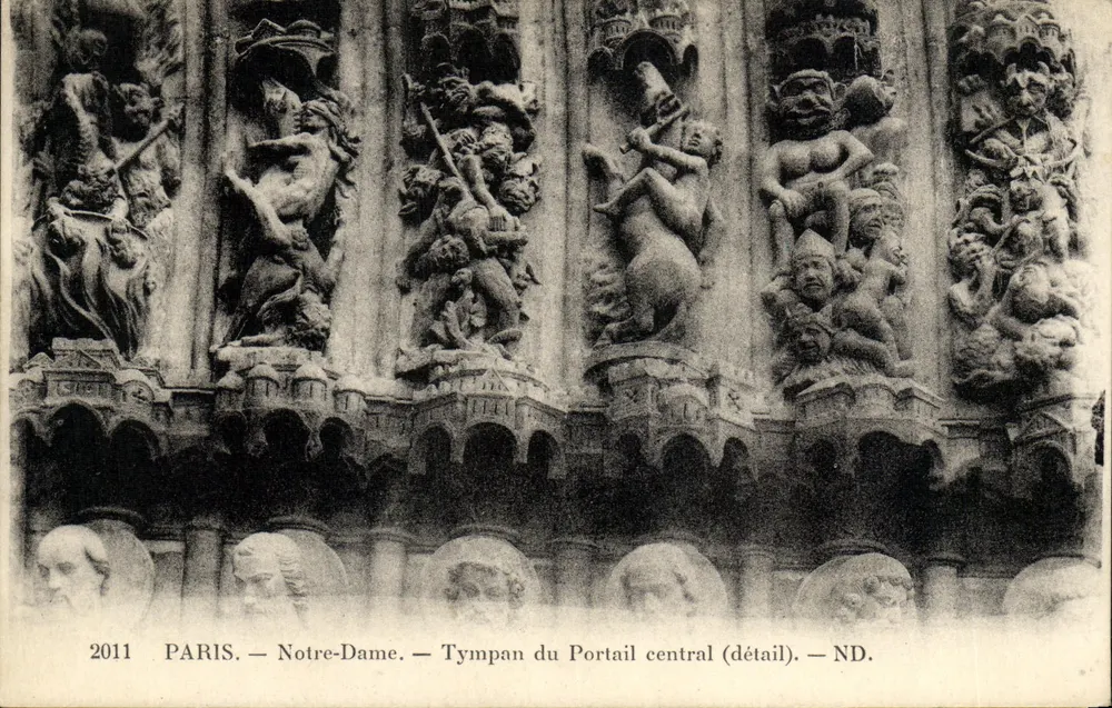 Paris — Notre-Dame — Tympans des Hauptportals (Detail) — ND. - Vorderseite