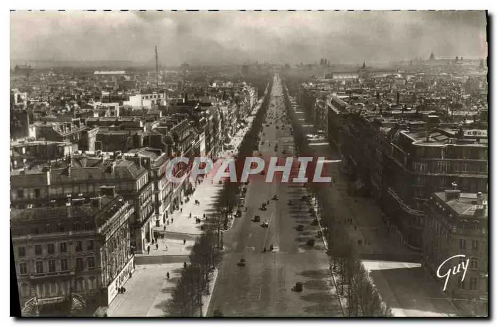 Paris und seine Wunder — Die Avenue des Champs-Élysées aus Sicht des Arc de Triomphe de l'Étoile — André Léconte, Éd. d'Art 'Cuy' - Vorderseite