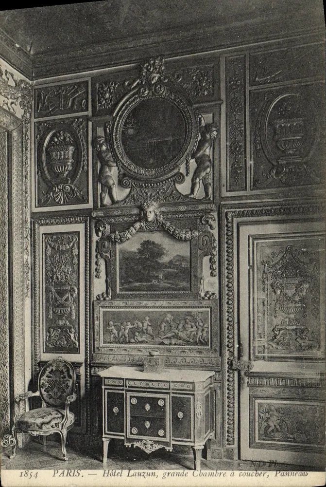 Paris — Hotel Lauzun, großes Schlafzimmer, Paneele - Vorderseite