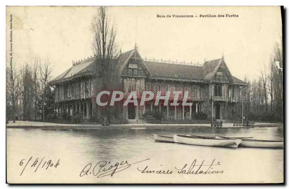 Bois de Vincennes — Pavillon des Forêts — Editor: Lefebvre, 66, Avenue Hercklin, Saint-Nazaire - Anverso