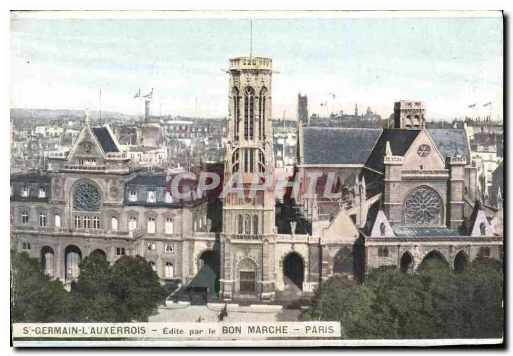 Sint-Germain-l'Auxerrois — vista panorâmica — Editado pelo Bon Marché - Paris - Frente