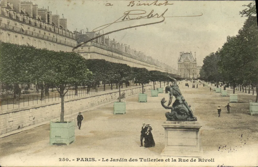 Paris — Der Tuileries-Garten und die Rue de Rivoli — anonymer Verleger, Nr. 250 - Vorderseite