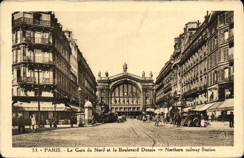 Paris - Die Gare du Nord und der Boulevard Denain — Verleger A. LECONTE, n°53 - Vorderseite