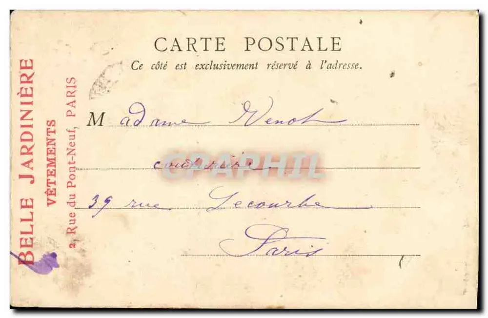 Alt Paris. Allgemeiner Blick — Erinnerung an die Belle Jardinière, Paris — Bacher, Verlag - Rückseite