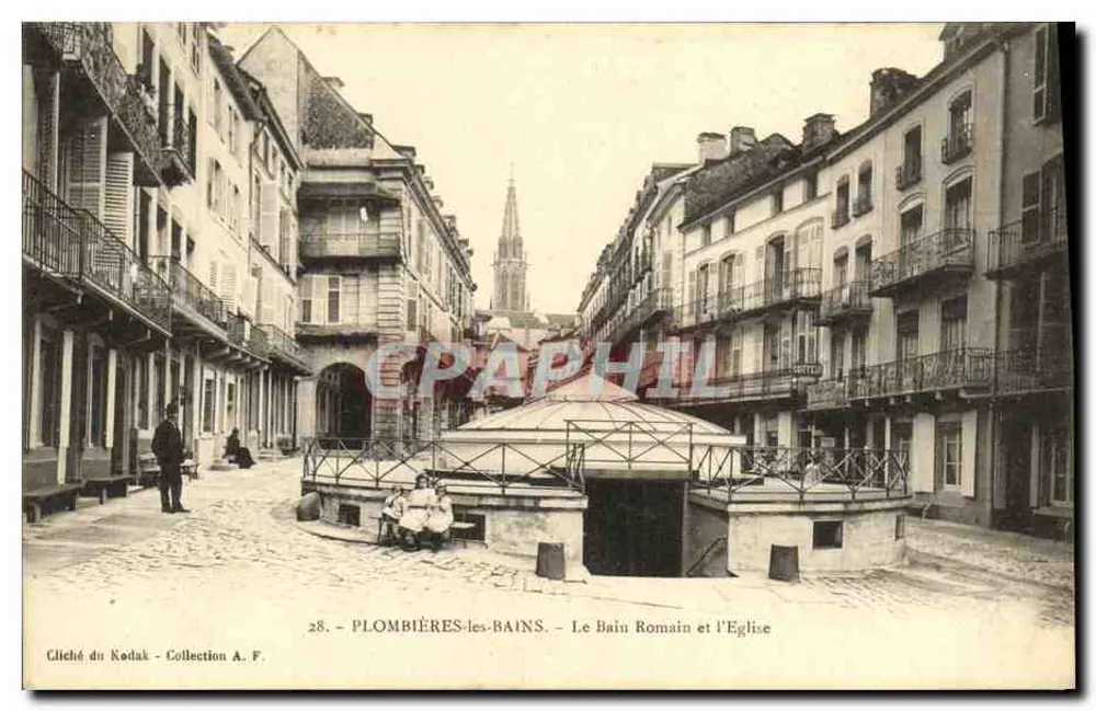 Plombières-les-Bains — Das römische Bad und die Kirche — Gliché du Kodak - Sammlung A. F. - Vorderseite