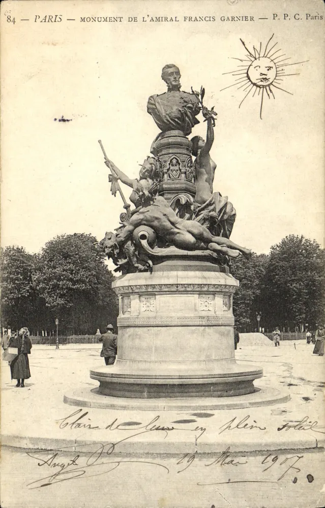 París — Monumento al almirante Francis Garnier — P.P.C. París - Anverso