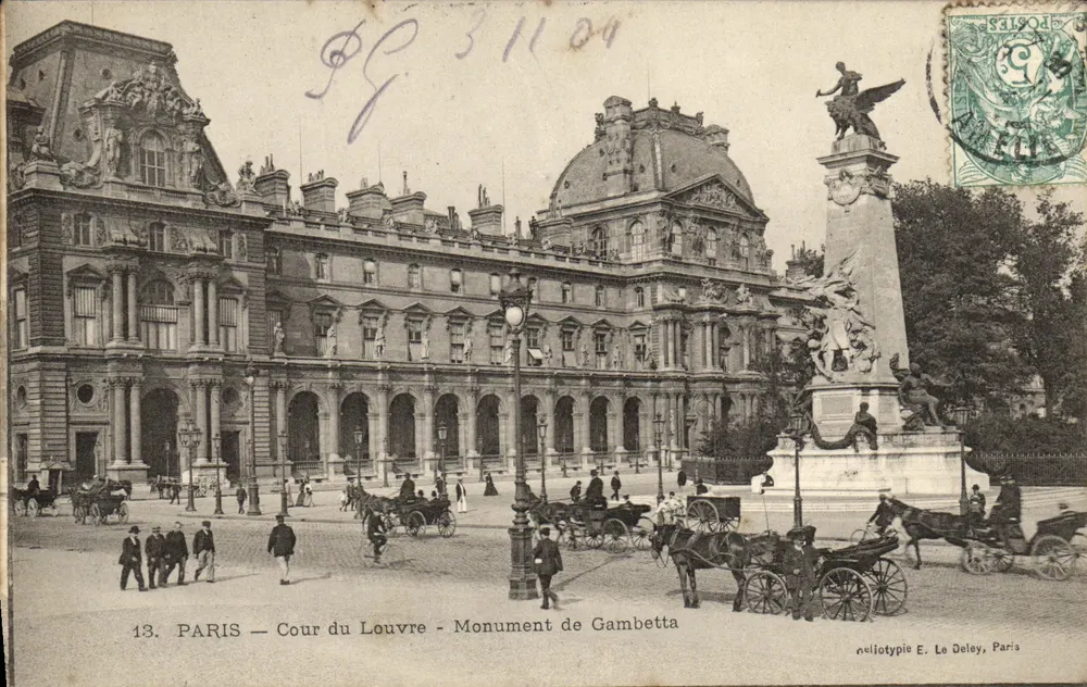 PARIS — Cour do Louvre — Monumento de Gambetta — nelliotype E. Le Deley, Paris - Frente
