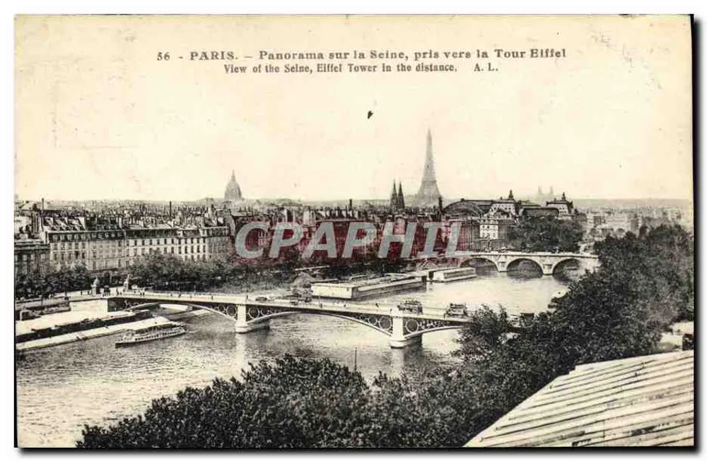 Paris — Panorama über die Seine, aufgenommen in der Nähe der Eiffelturm — A.L. n°56 - Vorderseite