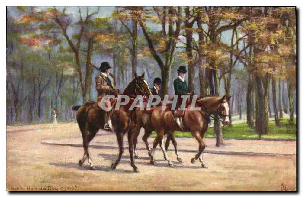 Paris, Bois de Boulogne — cavaliers en promenade — éditeur Raphael Tuck & Sons, série 501 - Vorderseite