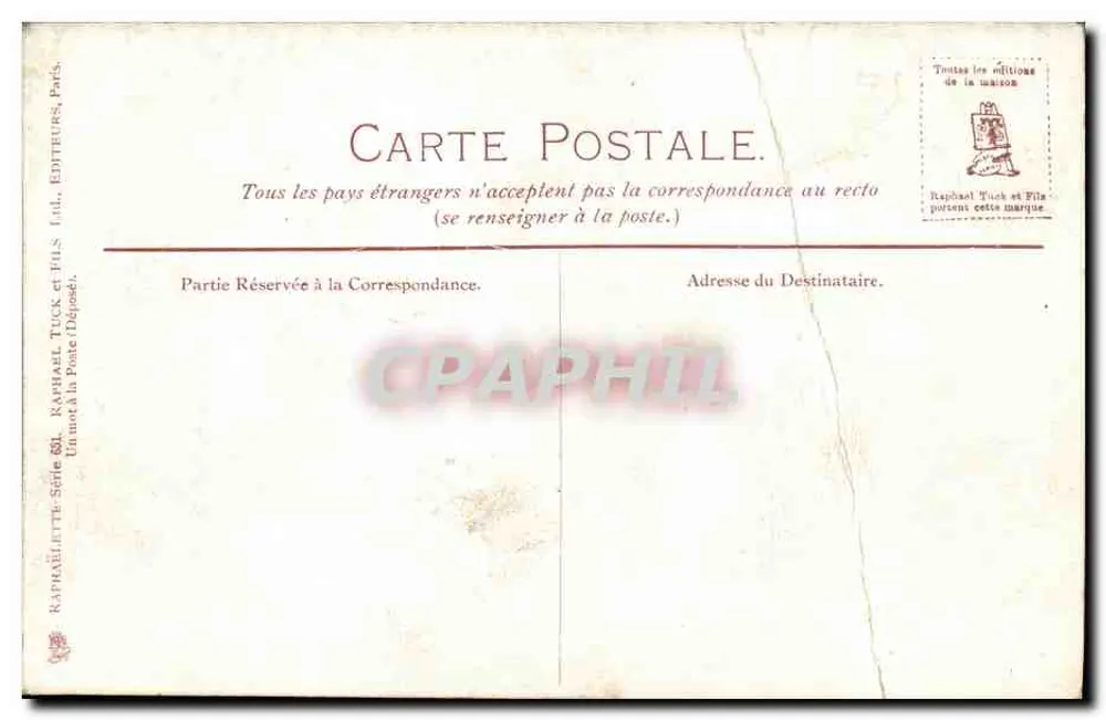 Paris, Bois de Boulogne — cavaliers en promenade — éditeur Raphael Tuck & Sons, série 501 - Rückseite