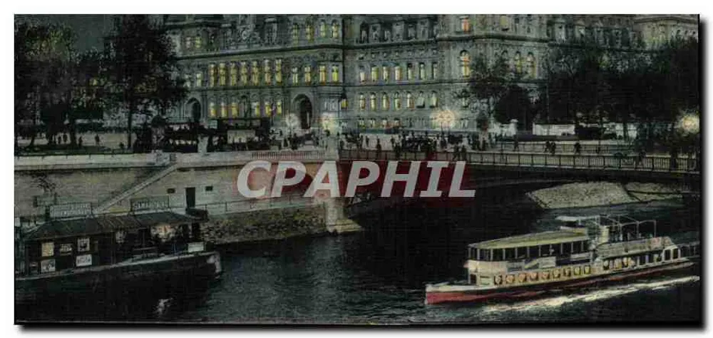 Paris — Der Pont d'Arcueil — Nachtsicht mit Boot auf der Seine — Verlag nicht sichtbar - Vorderseite