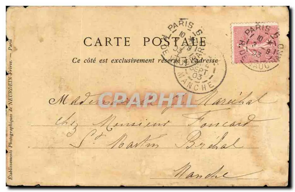 Paris — A Igreja de Saint-Séverin — Editor: Estabelecimentos Fotográficos Neurdein Frères - Verso