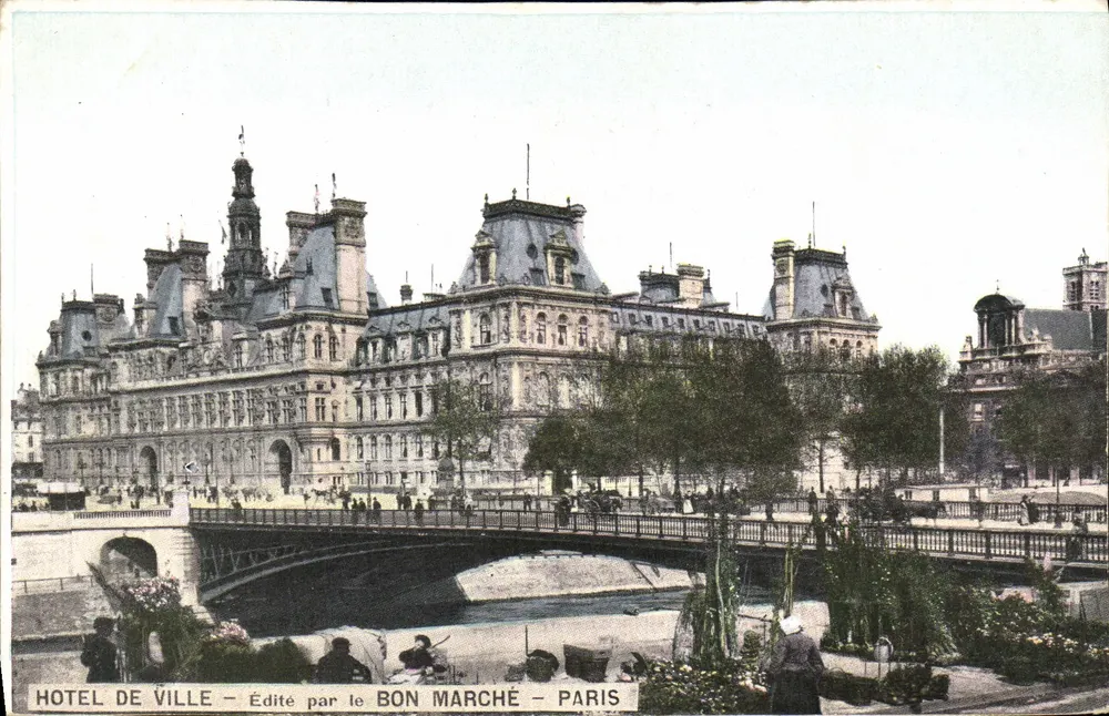 Stadthaus — Ansicht mit Brücke — Verlag Le Bon Marché — Paris - Vorderseite