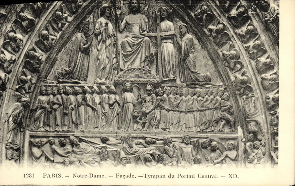 Paris — Notre-Dame — Fassade — Tympan des zentralen Portals — ND. — 1231 - Vorderseite