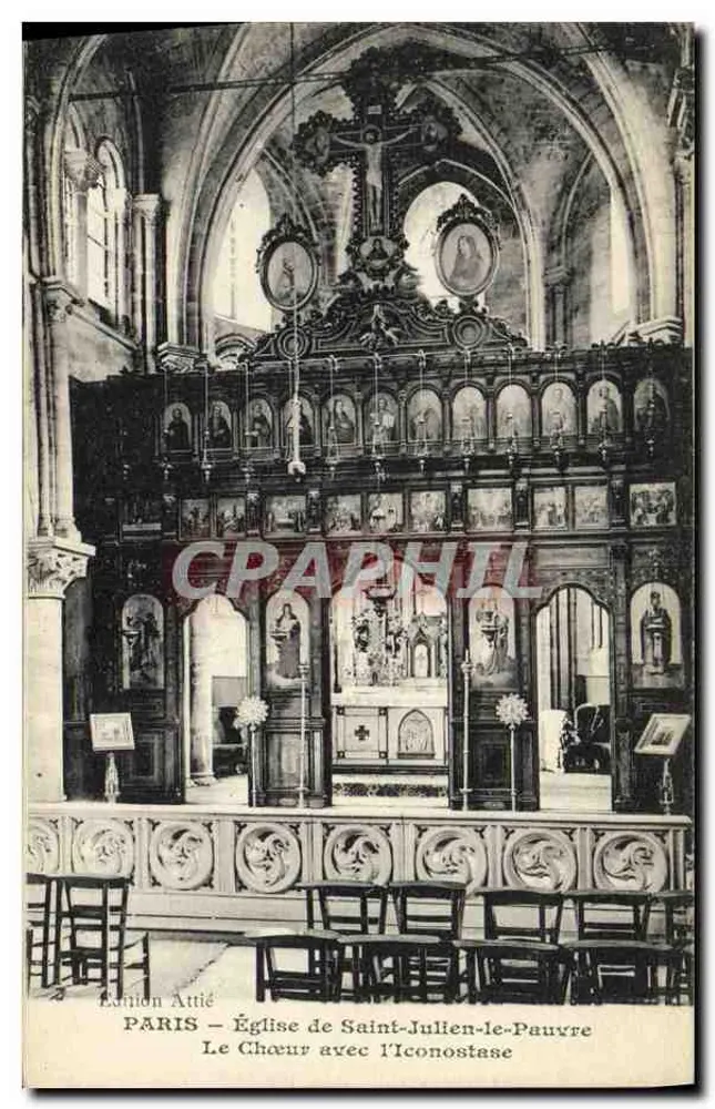 Paris — Kirche Saint-Julien-le-Pauvre — Der Chor mit dem Ikonostase — Edition Attié - Vorderseite