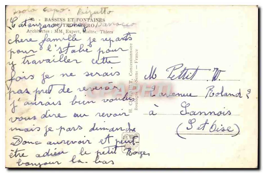 Bassins und Fontänen — Internationale Ausstellung Paris 1937 — Verlag H. CHAVAT, Boulogne-sur-Seine - Rückseite