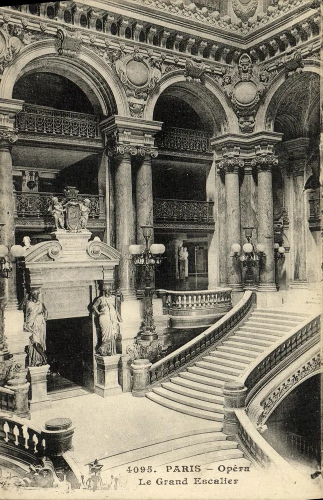 Paris - Ópera - O Grande Escalier — editor Anciens E. Le Dian, Paris, n° 4095 - Frente