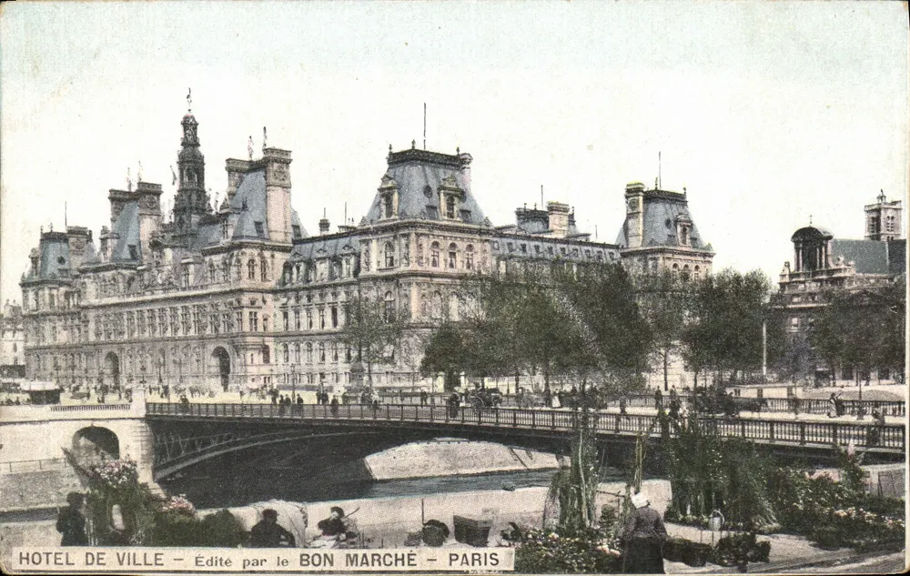 Stadthaus — Ansicht der Seine und des Brückens — von Le Bon Marché — Paris - Vorderseite