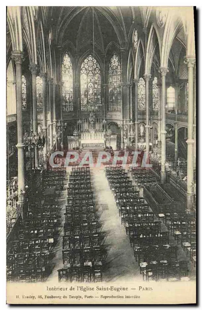 Interior da Igreja de São Eugênio — Paris — H. Vaudey, 46, Faubourg du Temple - Frente