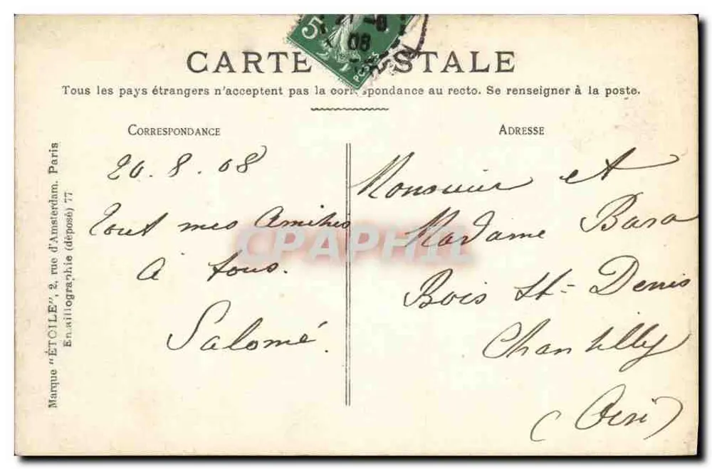 Paris - Bois de Boulogne - Pavillon d'Armenonville — Verlag 'Éticle' n°50 - Rückseite