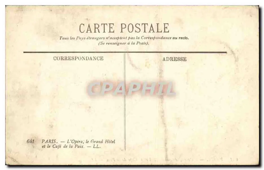 Paris — Das Opernhaus, das Grand Hotel und das Café de la Paix — 641 - Rückseite