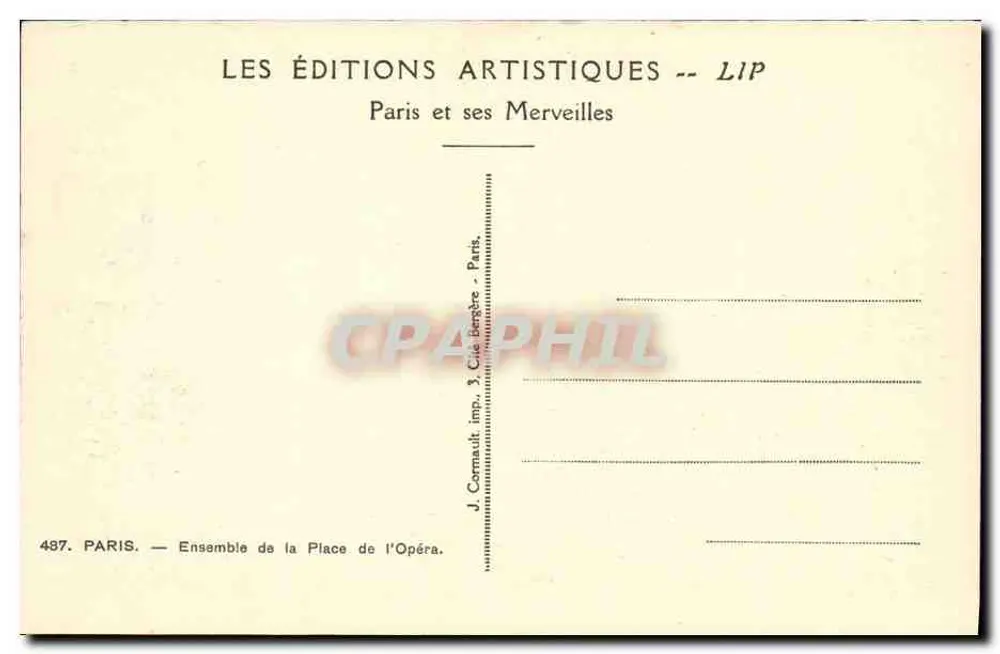 Place de l'Opéra — Paris — Éditions Artistiques LIP - Verso