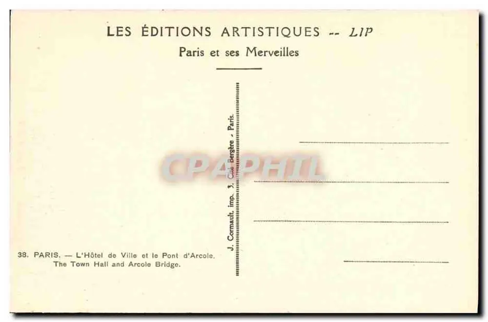 Paris — Das Rathaus und der Pont d'Arcole — Les Éditions Artistiques -- LIP - Rückseite